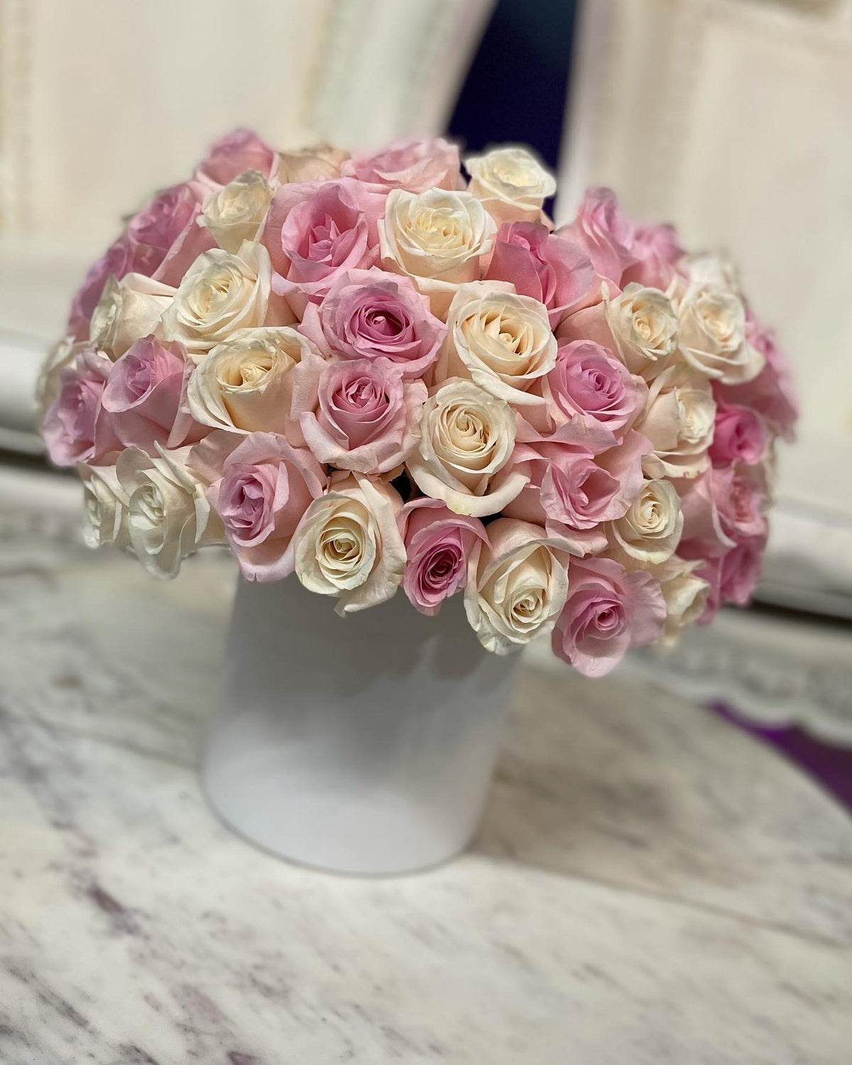 Pink & Ivory Roses Box